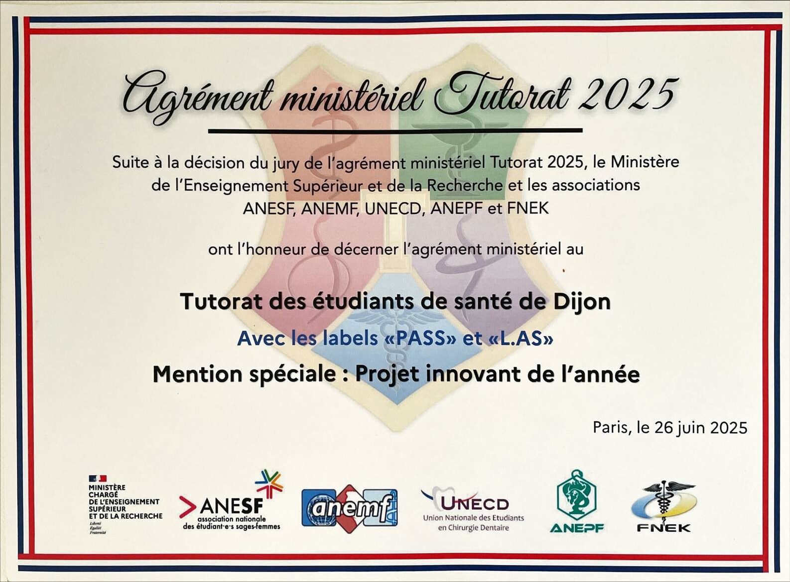 Agrément ministériel du Tutorat Santé Dijon